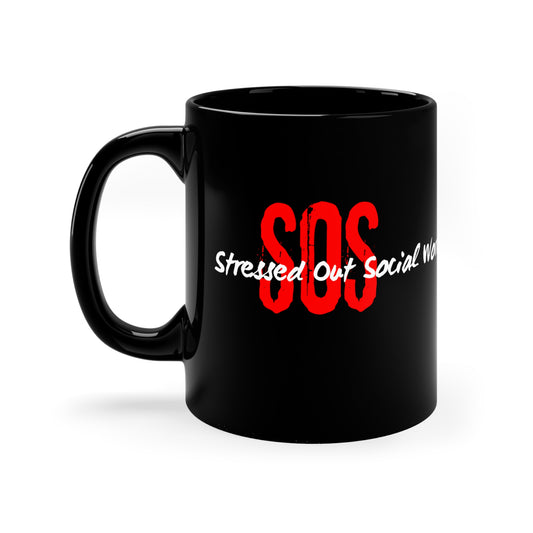 SOS Black Coffee Mug, 11oz