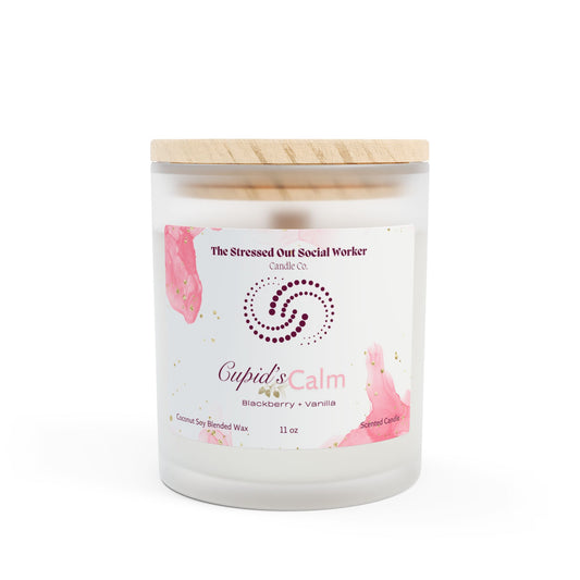 Cupid's Calm Frosted Glass Candle, 11oz